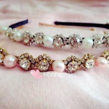 Hhong daily headband white color Pearl rhinestone hair accessories