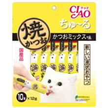 [Slutsålt] Inaba Pet Food CIAO Grillad Bonito [Tuggbar Bonito Mix för Katt, 12 g x 10 flaskor]
