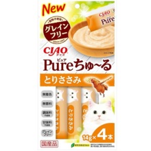 [Utgången] Inaba Pet Food CIAO CIAO Pure Chu-ru kycklingstrimlor, 14 g x 4 flaskor