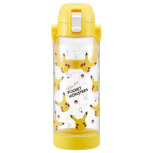 Drink Marker Bottle 1000ml 1L Water Bottle Direct Drinking Hydration with Memory Transparent Skater PDMK10 Pocket Monster Pikachu Face 23 Years [Direct Bottle Scale Clear Children Kids Park Outdoor Sports]